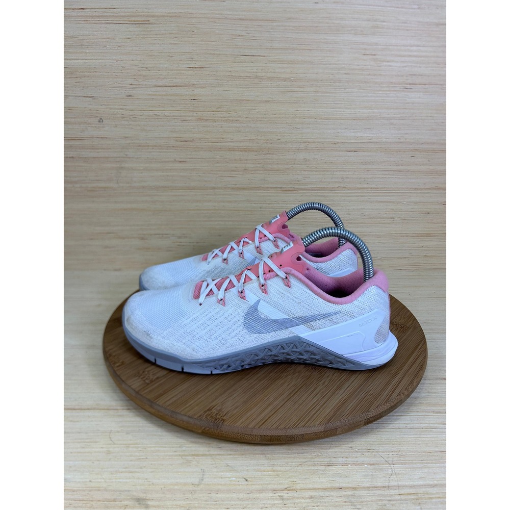 Nike Metcon 3 Womens Training Shoes White Pink Silver Size 7.5